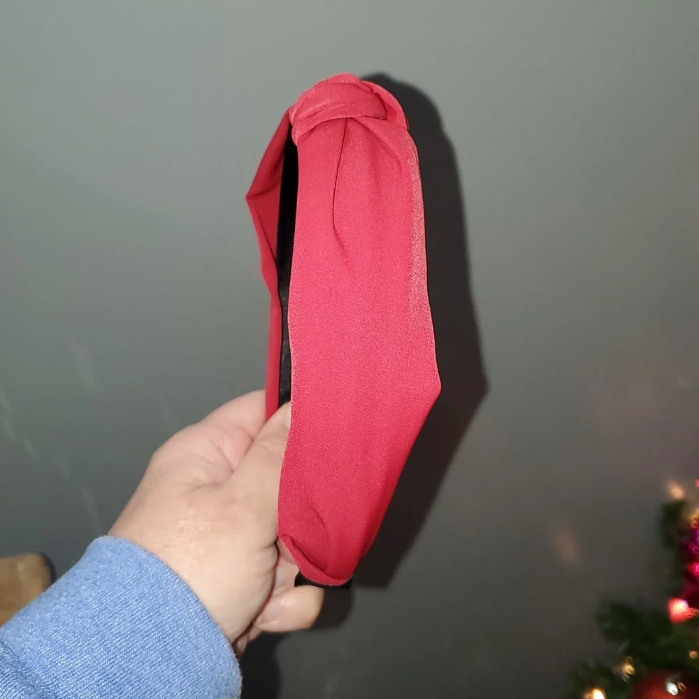 New handmade boutique top knot flexible wide headband red - Picture 2 of 5
